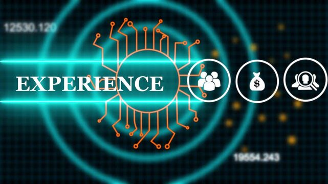 User experience ux concept displayed with illuminated hexagonal icons in neon style video