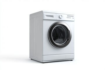 Washing Machine in Studio Setting on White Background With Front View and High Definition Clarity