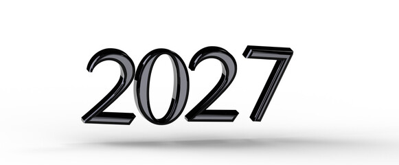 Bold black 2027 futuristic text. Perfect for New Year's and planning concepts. Ideal for websites,...