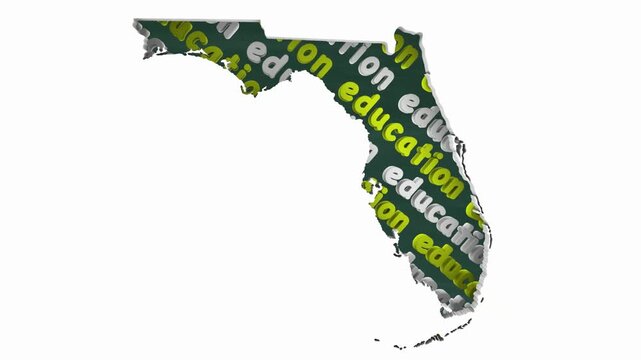 Florida FL Education School Board District State Map Student Learning 3d Animation