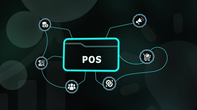 Modern business technology icon for POS Point of Sale system management and digital retail transaction processing for small businesses