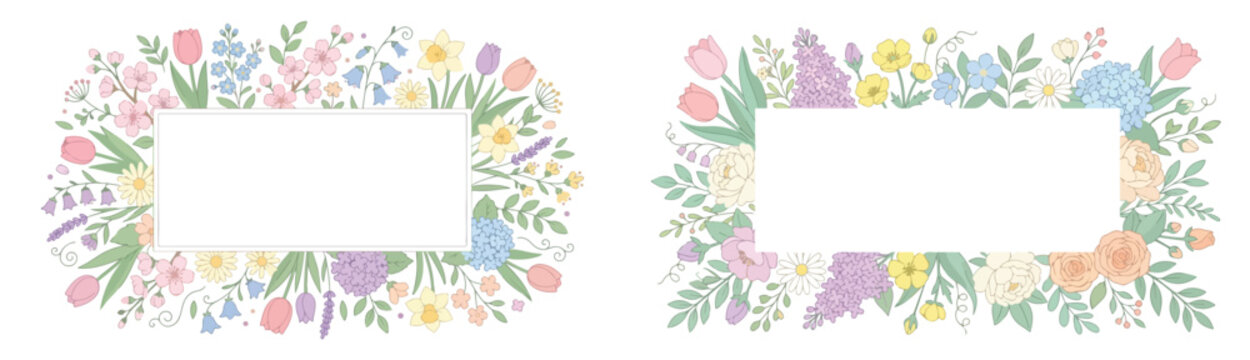 Spring theme frame vector. Vector, flat, illustration, minimalist, icon, icon set