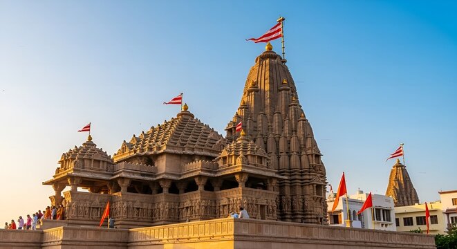 Beautiful Exterior Stone Carved Hindu Temple Architecture Structure Landmark