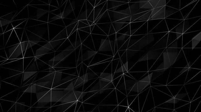 Abstract black and white geometric background featuring a seamless dark pattern of 3d vector lines and triangle shapes for a modern web design wallpaper backdrop