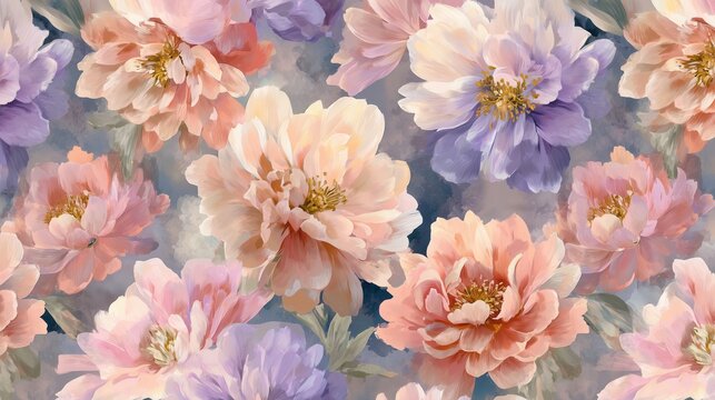 seamless pastel floral pattern with watercolor flowers romantic vintage botanical texture