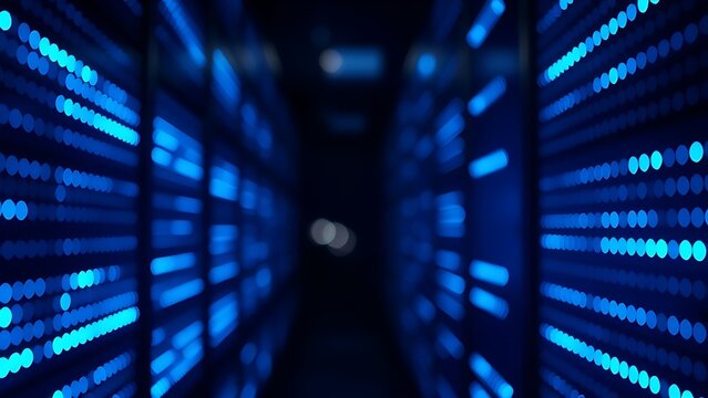 Abstract blue LED light patterns creating a futuristic and cool-toned visual effect.