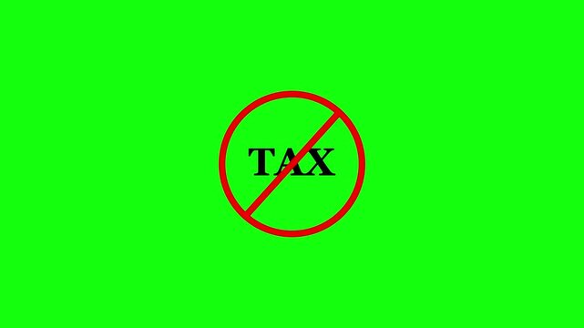 Tax prohibition sign animation, white background. Caution warning symbol, alert, error sign, security protection 4K