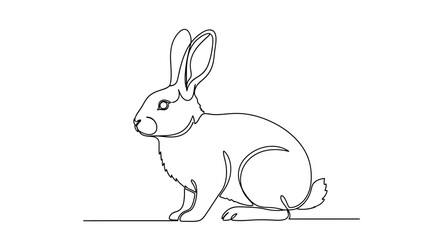Obraz premium Continuous Line Drawing of a Rabbit Sitting - Minimalist Animal Art