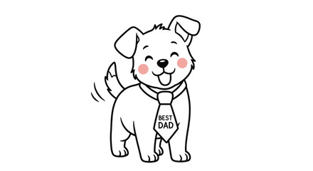 Naklejka premium Adorable Cartoon Dog Celebrating Fathers Day with a Tie.