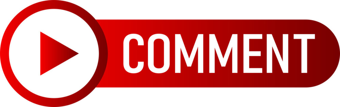 Red play button comment icon symbol video feedback isolated on transparent background