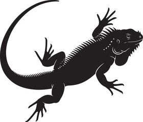 Obraz premium Striking Black Silhouette of an Iguana with Detailed Spines and Long Tail.