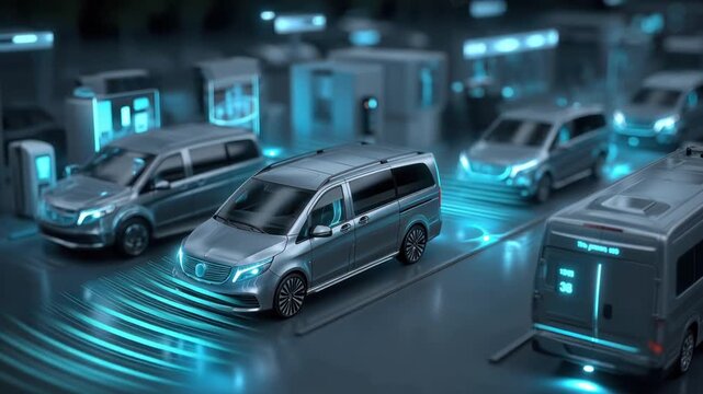 Autonomous vehicles in digital environment representing modern transportation