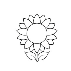 Sunflower line icon simple flower outline vector isolated on white background