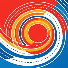 Minimal vector running track lines forming abstract circular patterns.