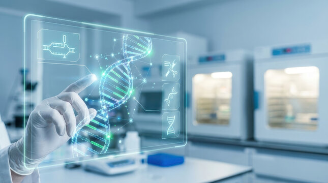 Science dna crispr gene editing technology laboratory innovation research biotechnology futuristic science dna crispr gene editing technology concept in modern laboratory research environment