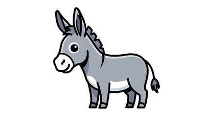 Fototapeta premium Adorable cartoon donkey stands on a white background.
