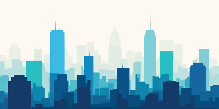 A modern 3d vector illustration of the New York City skyline features a panoramic urban landscape with silhouette skyscrapers and iconic downtown office buildings in a stylized business art design