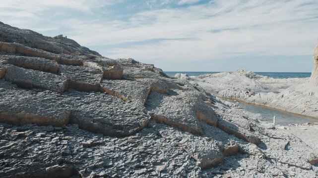 Cape Stolbchaty on the west shore of Kunashir Island, Kuril Islands, in Sakhalin Oblast, Russia