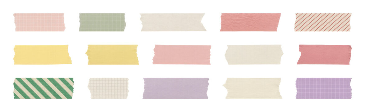 PNG Colorful decorative washi tape collection on transparent background