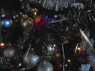 Beautiful New Year's decorations on the tree