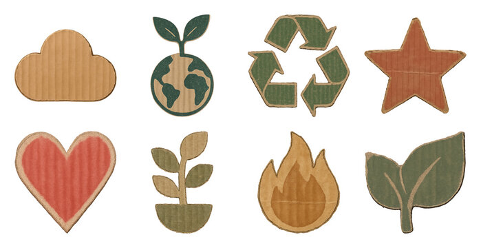 PNG Eco-friendly cardboard symbol collection on transparent background