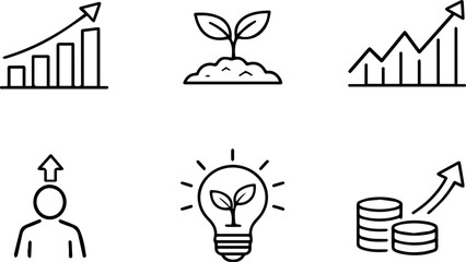 Fototapeta premium Business growth success startup progress icons