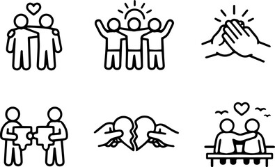 Friendship teamwork love relationship support icons
