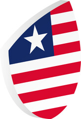Obraz premium 3D Liberia Flag Shield in Isometric Rugby Ball Shape