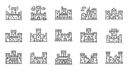 Collection of Castle Illustrations - Medieval Fortresses and Architectural Designs. © Dede