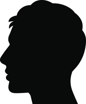 Silhouette human head profile, male face outline, side view portrait, identity concept, psychology art, abstract design, black shadow illustration