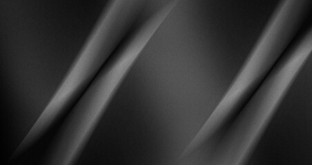 premium abstract black and white background with smooth metallic material that is hit by light and a very noticeable noise or grain effect © maskam