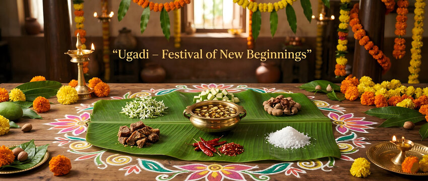 Happy ugadi festival celebration with ugadi pachadi.
