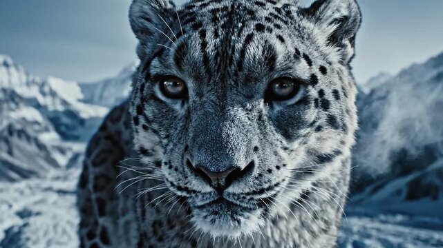 Snow Leopard Surveys Jagged Himalayan Peaks