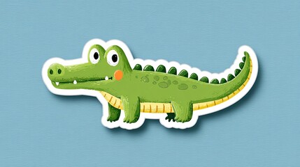 Naklejka premium Sticker, a cute crocodile with a white border around the sticker