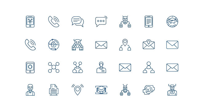 Set of communication and technology icons