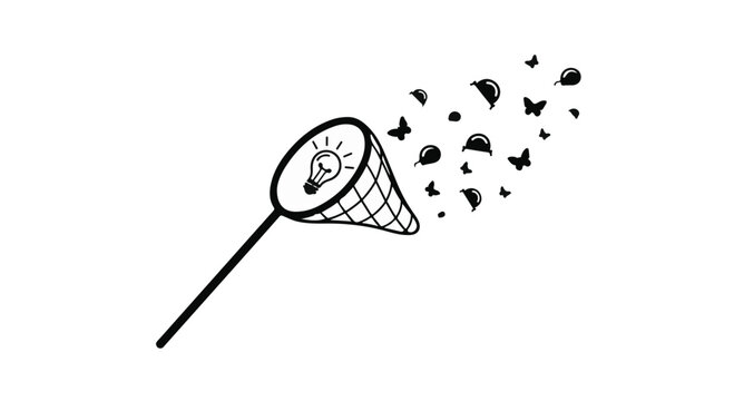 butterfly catcher net with flying butterflies