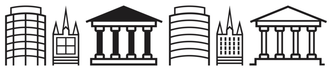 Fototapeta premium Urban Building Line Illustration Collection.