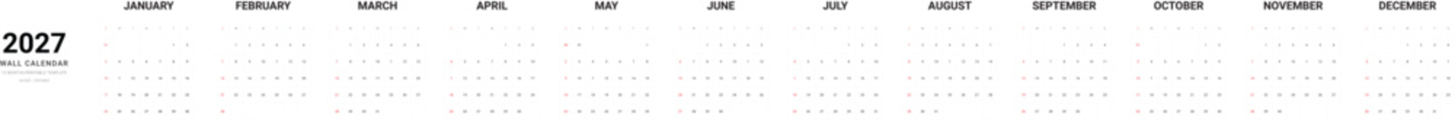 2027 Printable Wall Calendar A4 Size