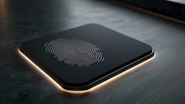 Modern wireless charging pad glowing on a dark surface. Modern wireless charging pad with illuminated base design. Sleek modern wireless charging pad technology animation.