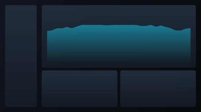 Glass-panelled financial dashboard with neon outlines