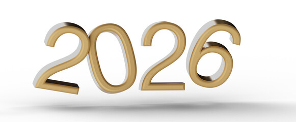 Illustration of the year 2026, featuring golden numbers, perfect for new year greetings and celebrating upcoming events. © vegefox.com