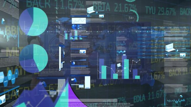 Animation of diverse data and graphs over dark space