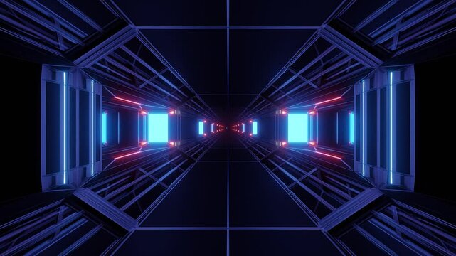 Urban transportation architecture captures light trails through a glass city bridge and steel subway tunnel perspective within a modern metro station structure