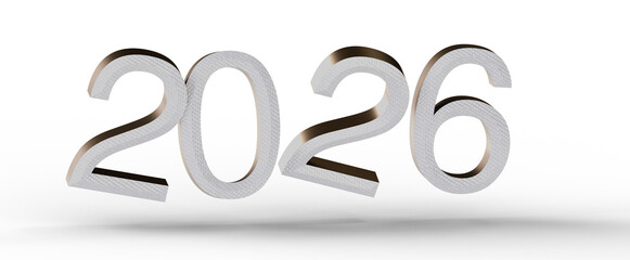 3D rendered illustration of the year 2026 in a modern font. Perfect for new year, events, or...