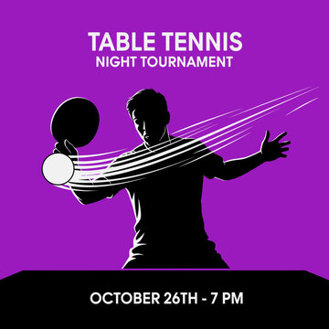 Dynamic Table Tennis Night Tournament Announcement Featuring Action Silhouette And Date Details
