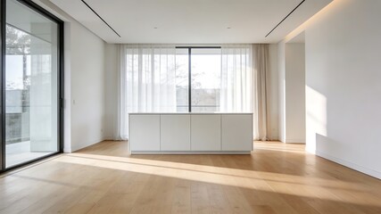 Fototapeta premium Bright Modern Interior with Wooden Flooring