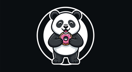 Cartoon panda with donut graphic © Alan