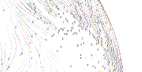 Abstract colorful lines and spheres create a dynamic and modern design, perfect for backgrounds. The image evokes a sen © vegefox.com