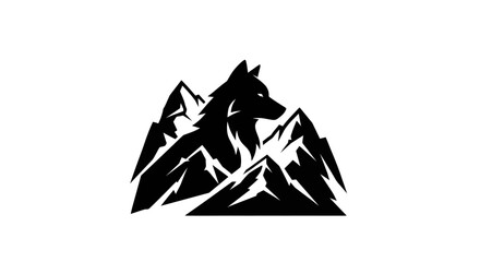 Wolf silhouette above rocky mountain peaks © Alan