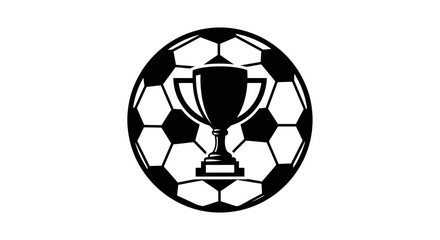 Obraz premium Soccer trophy inside a football, creating a unique logo for victory and sports achievement on an isolated white background.